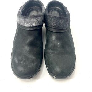 Merrell Luxe Wrap black suede studded clog 10